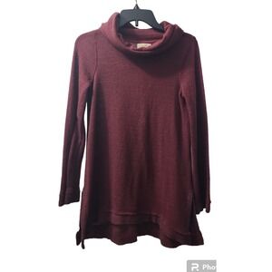 Maeve Anthropologie‎ Cowl Neck Tunic Top Layering Burgundy XS